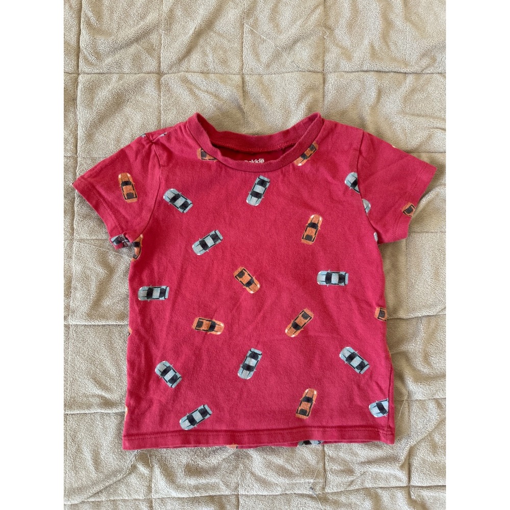 Pekkle Boys Red Sports Car Print Short Sleeve T-Shirt Size 3T 1664090